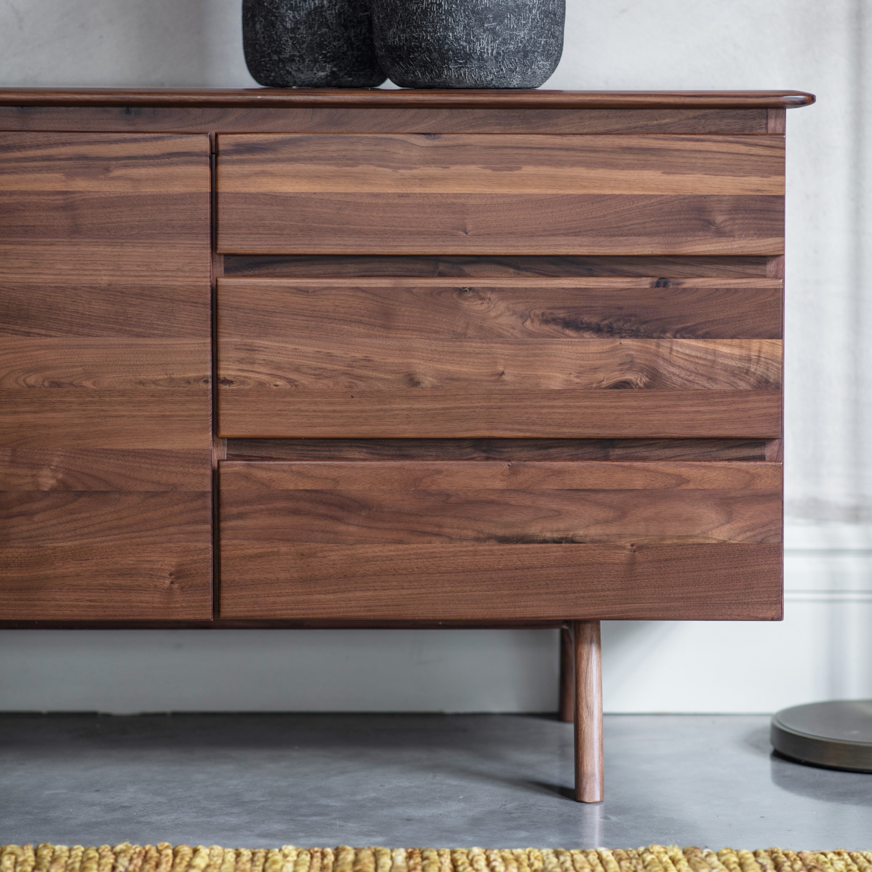 Royo Scandi Walnut Brown Oak Wood Sideboard